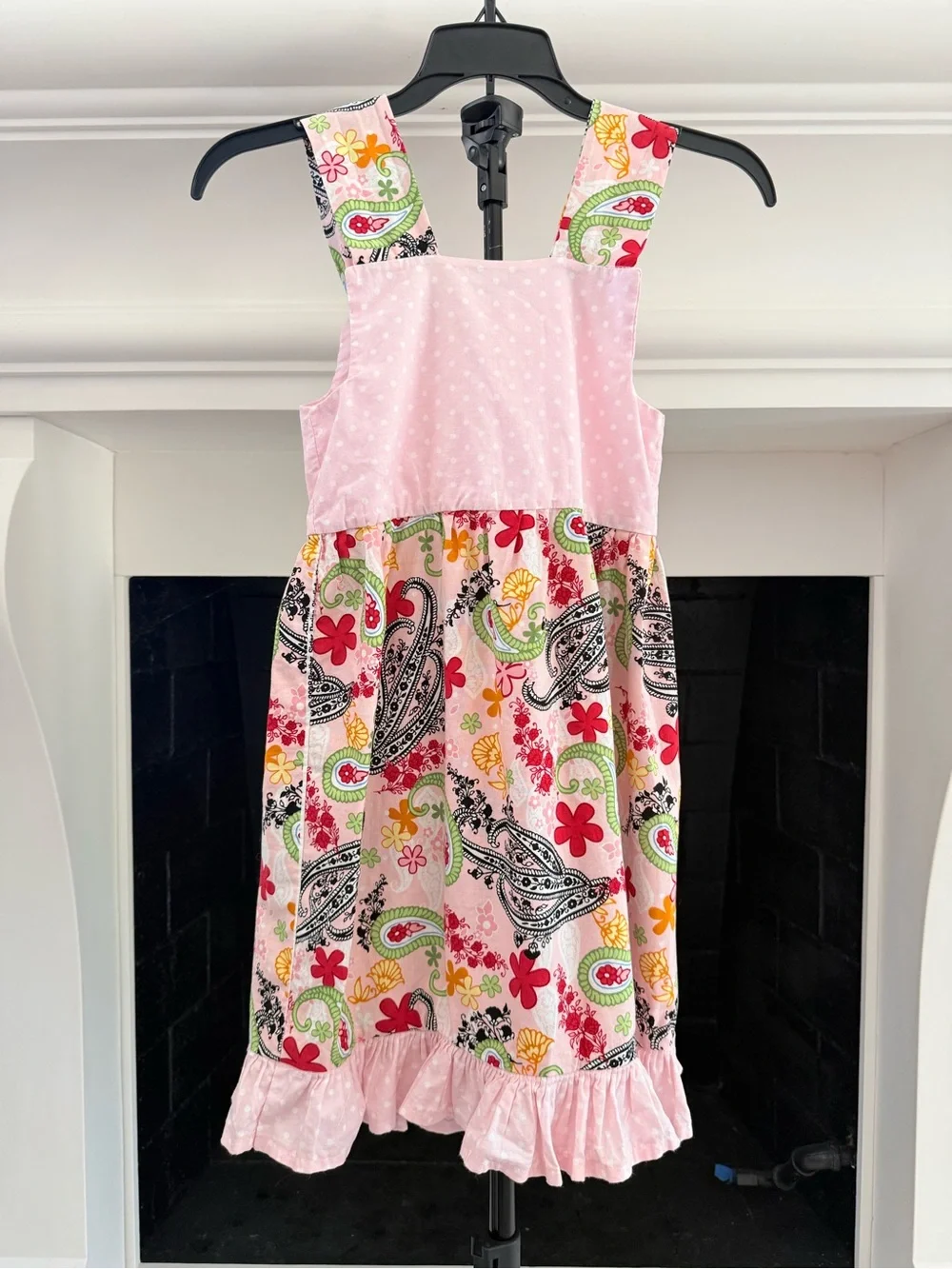 Girls' Pink Paisley & Floral Sundress with Knot Tie Straps